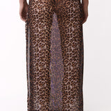 Mesh Tuck Maxi Skirt Leopard