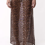 Mesh Tuck Maxi Skirt Leopard