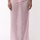 Mesh Pleat Maxi Skirt Rosa