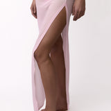 Mesh Pleat Maxi Skirt Rosa