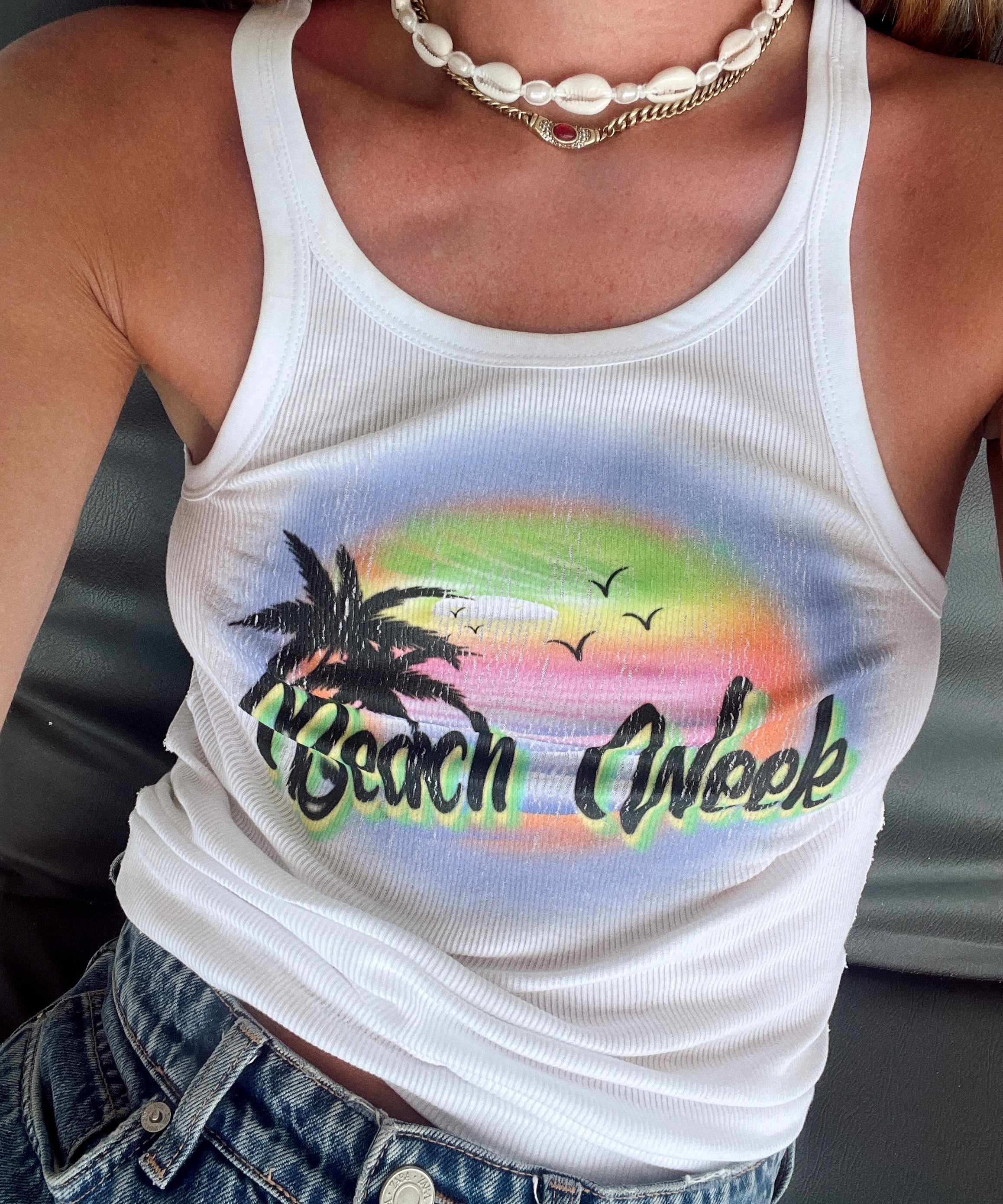 Beach Week Airbrush Singlet